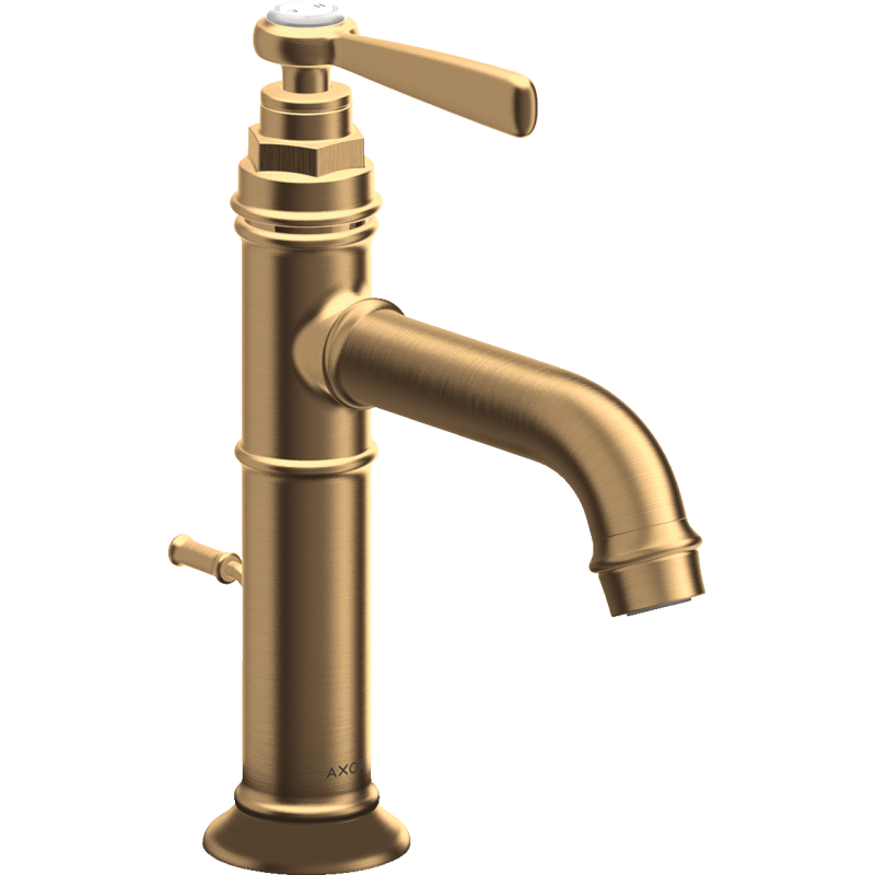 Jednouchwytowa bateria umywalkowa 100 z kompletem odpływowym z cięgłem Mosiądz Szczotkowany Montreux AXOR 16515950