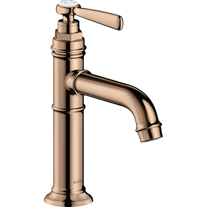 Bateria umywalkowa 100 z uchwytem jednoramiennym i niezamykanym kpl odpływowym Czerwony Złoty Polerowany Montreux AXOR 16516300