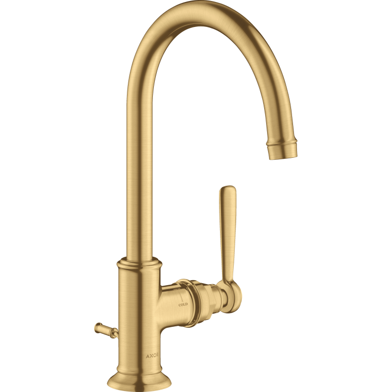 Jednouchwytowa bateria umywalkowa 210 z kompletem odpływowym z cięgłem Złoty Optyczny Szczotkowany Montreux AXOR 16517250