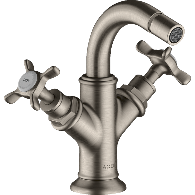 2-uchwytowa bateria bidetowa z uchwytami krzyżowymi i kpl odpływowym z cięgłem Stal Szlachetna Optyczna Montreux AXOR 16520800