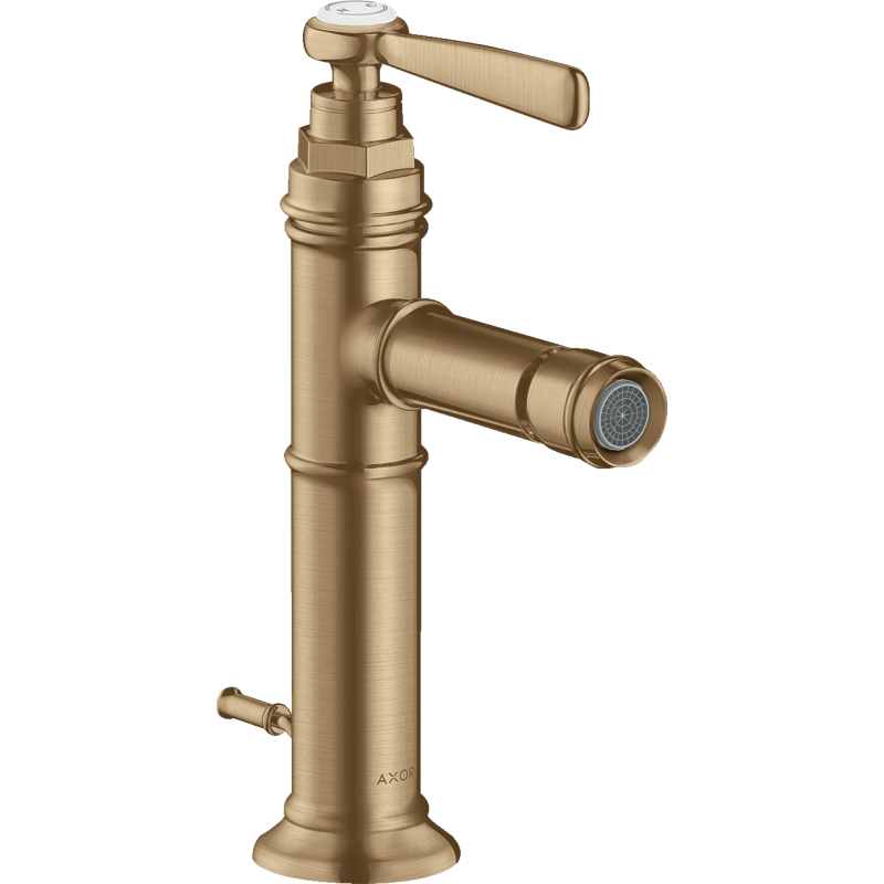 Jednouchwytowa bateria bidetowa z uchwytem jednoramiennym i kpl odpływowym z cięgłem Brąz Szczotkowany Montreux AXOR 16526140