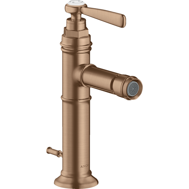 Bateria bidetowa z uchwytem jednoramiennym i kpl odpływowym z cięgłem Czerwony Złoty Szczotkowany Montreux AXOR 16526310