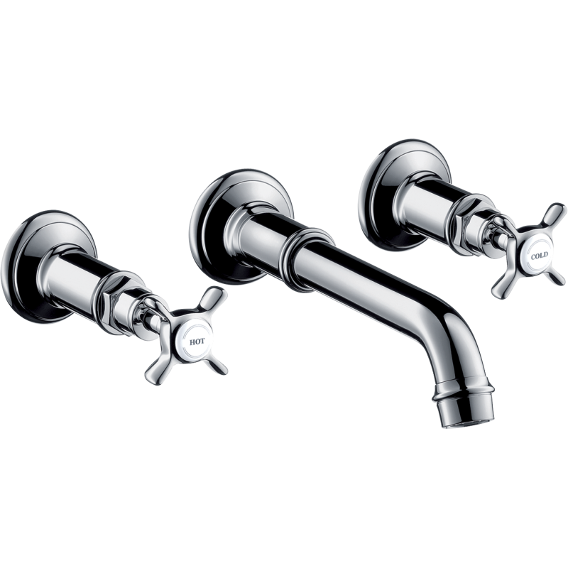 3-otworowa bateria umywalkowa z uchwytami krzyżowymi i wlewką 165 - 225 mm, ścienna, podtynkowa Chrom Montreux AXOR 16532000