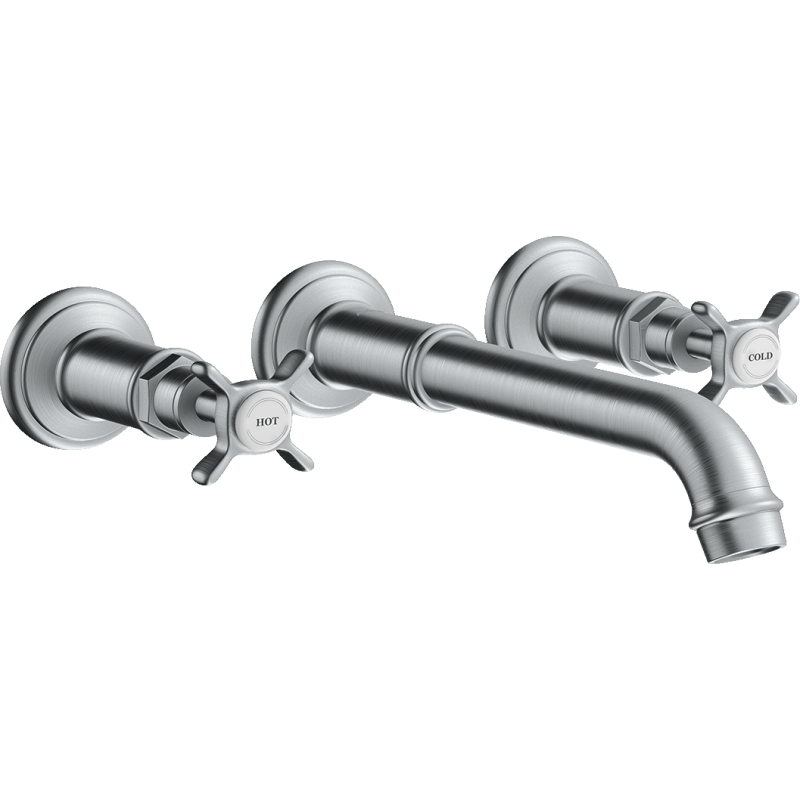 3-otw. Bateria umyw. z uchwytami krzyżowymi i wlewką 165 - 225 mm, ścienna, podtynkowa Chrom Szczotkowany Montreux AXOR 16532260