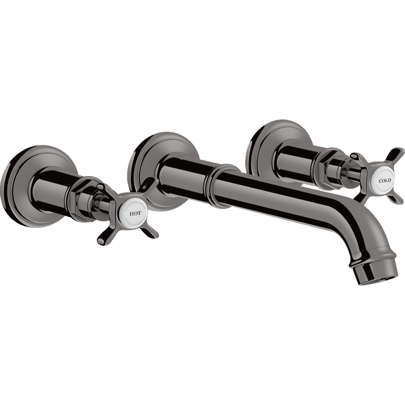 3-otw. Bateria umyw. z uchwytami krzyżowymi i wlewką 165 - 225 mm, ścienna, podtynkowa Czarny Chrom poler Montreux AXOR 16532330