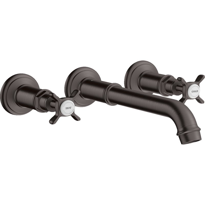 3-otw. Bateria umyw. z uchwytami krzyżowymi i wlewką 165 - 225 mm, podtynk. Czarny Chrom brushed Montreux AXOR 16532340