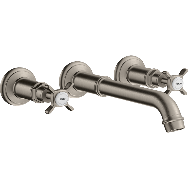 3-otw. Bateria umyw. z uchwytami krzyżowymi i wlewką 165 - 225 mm, ścienna, podtynkowa Stal Szlachetna Montreux AXOR 16532800