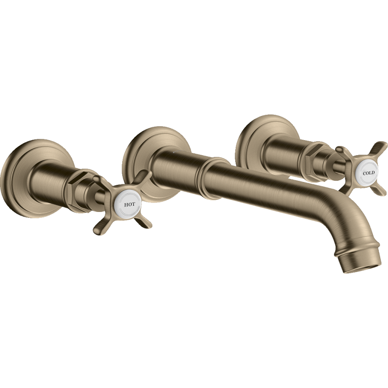 3-otw. Bateria umyw. z uchwytami krzyżowymi i wlewką 165 - 225 mm, ścienna, podtynkowa Nikiel brushed Montreux AXOR 16532820