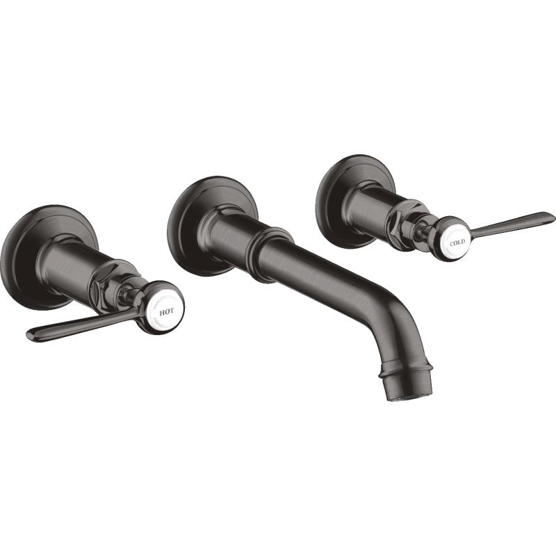 3-otw. Bateria umyw. z uchwytami jednoramiennymi i wylewką 165 - 225 mm, podtynk. Czarny Chrom brushed Montreux AXOR 16534340