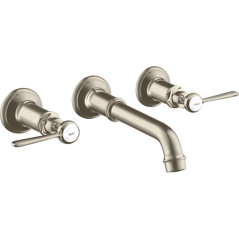 3-otw. Bateria umyw. z uchwytami jednoramiennymi i wylewką 165 - 225 mm, podtynk. Nikiel brushed Montreux AXOR 16534820