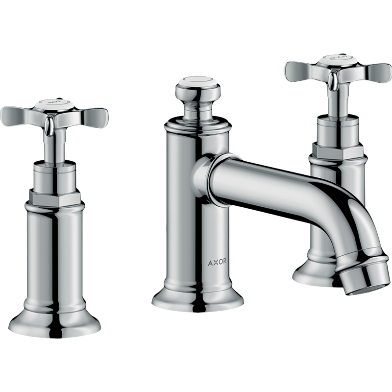 3-otworowa bateria umywalkowa 30 z uchwytami krzyżowymi i kompletem odpływowym z cięgłem Chrom Montreux AXOR 16536000