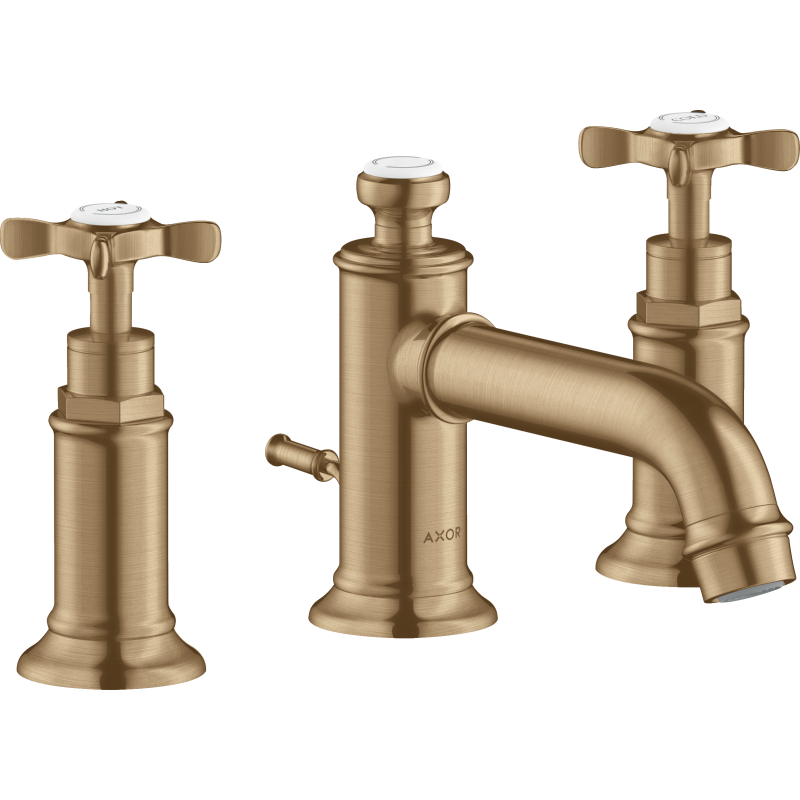 3-otworowa bateria umywalkowa 30 z uchwytami krzyżowymi i kpl odpływowym z cięgłem Brąz Szczotkowany Montreux AXOR 16536140
