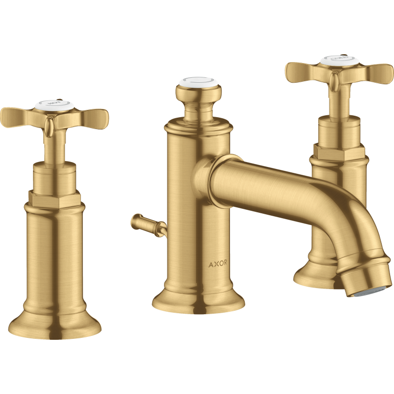 3-otworowa Bateria umyw. 30 z uchwytami krzyżowymi i kpl odpływowym z cięgłem Złoty Optyczny Szczotkowany Montreux AXOR 16536250