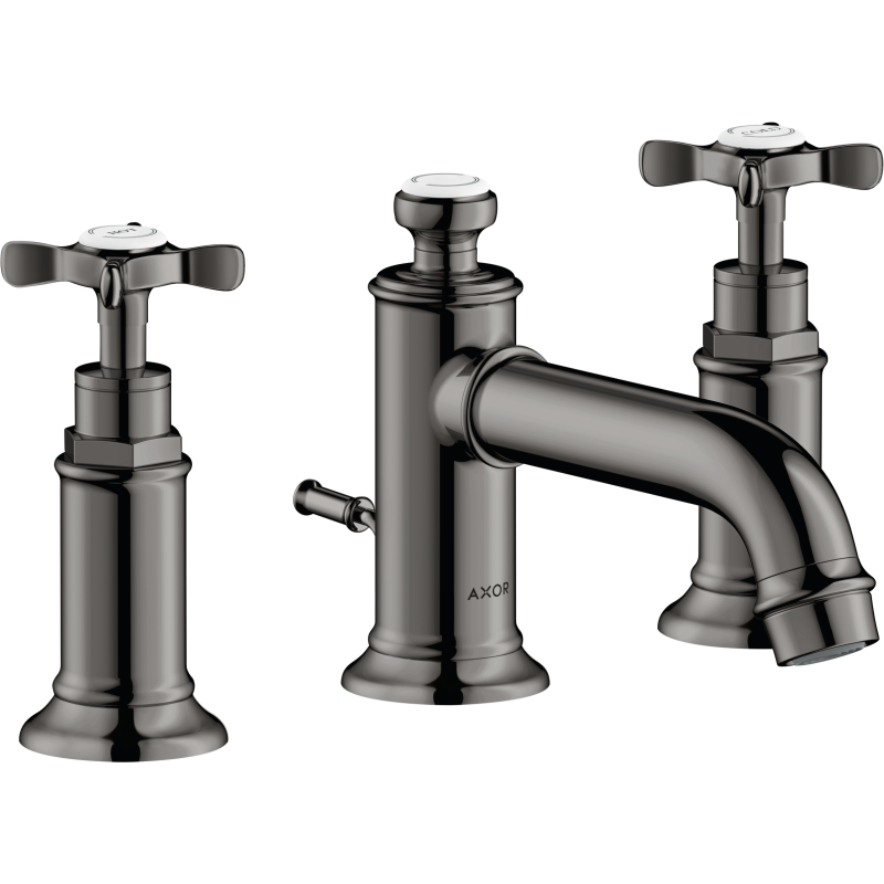 3-otworowa Bateria umyw. 30 z uchwytami krzyżowymi i kpl odpływowym z cięgłem Czarny Chrom Polerowany Montreux AXOR 16536330