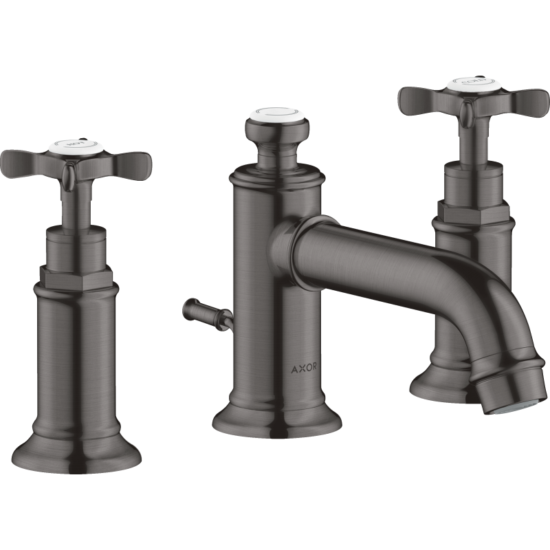 3-otworowa Bateria umyw. 30 z uchwytami krzyżowymi i kpl odpływowym z cięgłem Czarny Chrom Szczotkowany Montreux AXOR 16536340