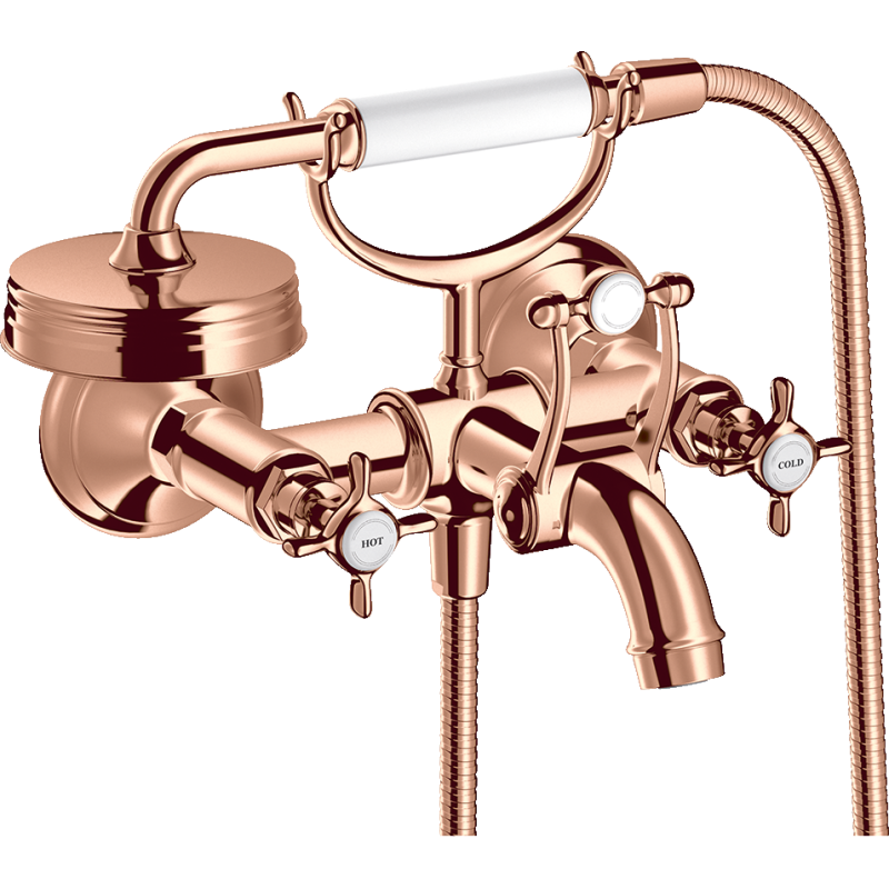 2-uchwytowa bateria wannowa z uchwytami krzyżowymi, natynkowa Czerwony Złoty Polerowany Montreux AXOR 16540300