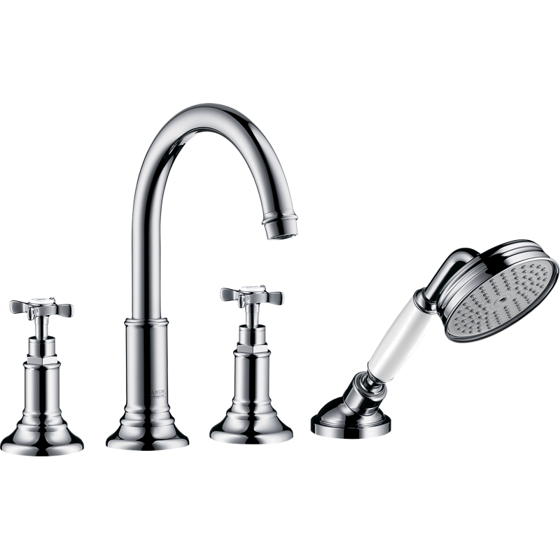 4-otworowa bateria wannowa do montażu na cokole z płytek z uchwytami krzyżowymi Brąz Szczotkowany Montreux AXOR 16544140