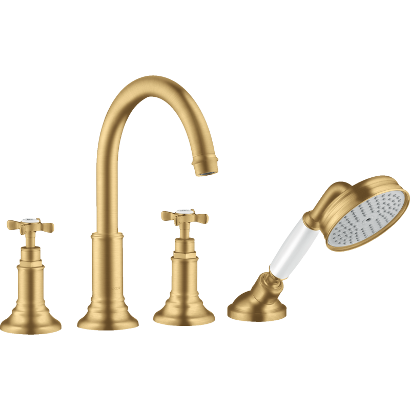 4-otw. bateria wannowa do montażu na cokole z płytek z uchwytami krzyżowymi Złoty Optyczny Szczotkowany Montreux AXOR 16544250