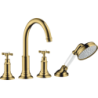 4-otworowa bateria na brzeg wanny z uchwytami krzyżowymi Złoty Optyczny Polerowany Montreux AXOR 16546990