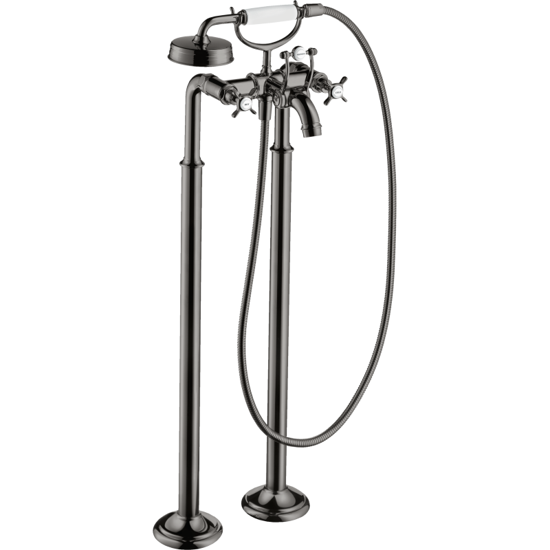 2-uchwytowa bateria wannowa z uchwytami krzyżowymi, wolnostojąca Czarny Chrom Polerowany Montreux AXOR 16547330