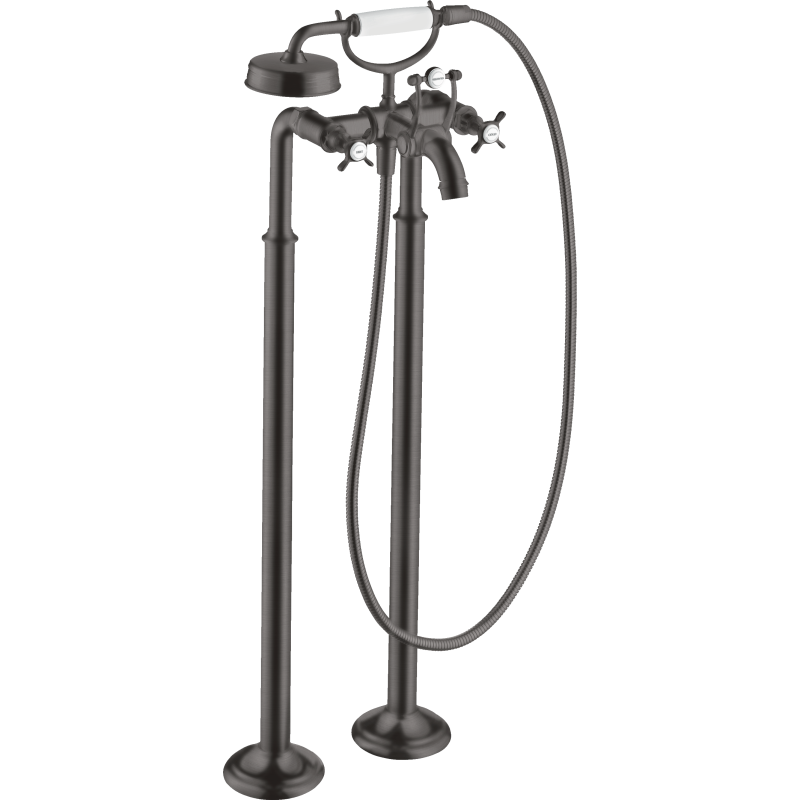 2-uchwytowa bateria wannowa z uchwytami krzyżowymi, wolnostojąca Czarny Chrom Szczotkowany Montreux AXOR 16547340