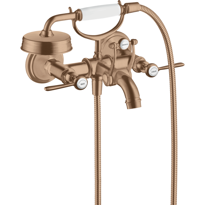 2-uchwytowa bateria wannowa z uchwytami jednoramiennymi, natynkowa Czerwony Złoty Szczotkowany Montreux AXOR 16551310