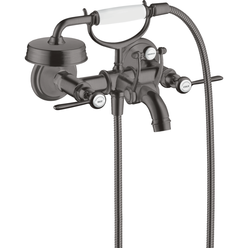 2-uchwytowa bateria wannowa z uchwytami jednoramiennymi, natynkowa Czarny Chrom Szczotkowany Montreux AXOR 16551340