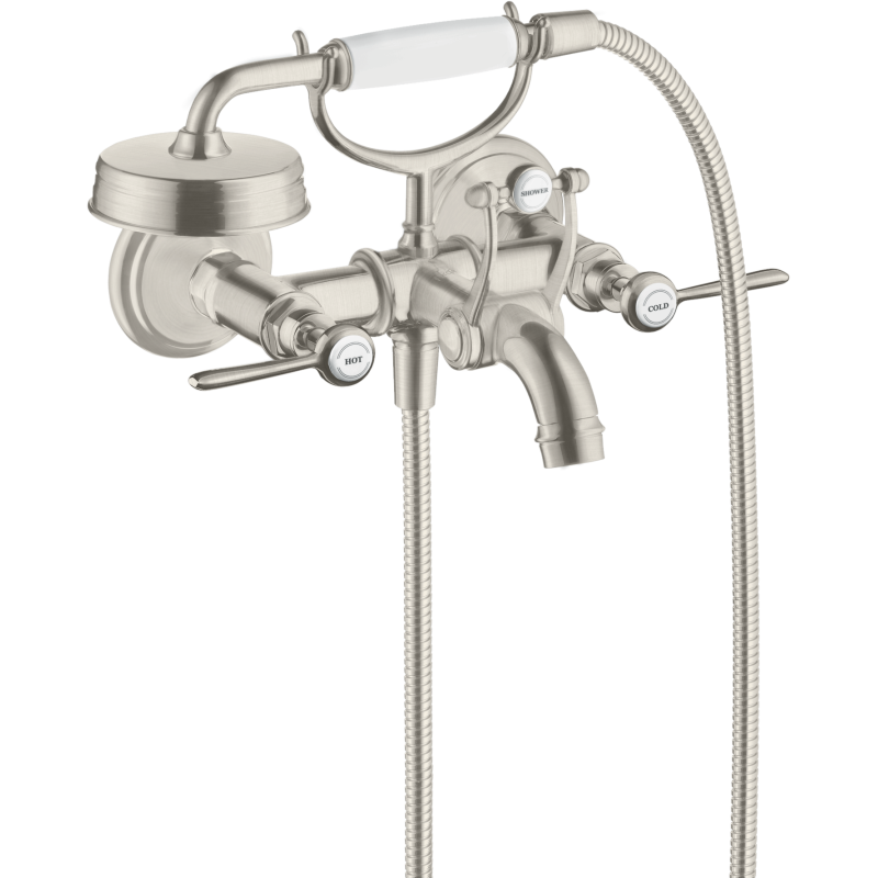 2-uchwytowa bateria wannowa z uchwytami jednoramiennymi, natynkowa Stal Szlachetna Optyczna Montreux AXOR 16551800