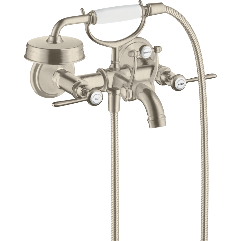 2-uchwytowa bateria wannowa z uchwytami jednoramiennymi, natynkowa Nikiel Szczotkowany Montreux AXOR 16551820