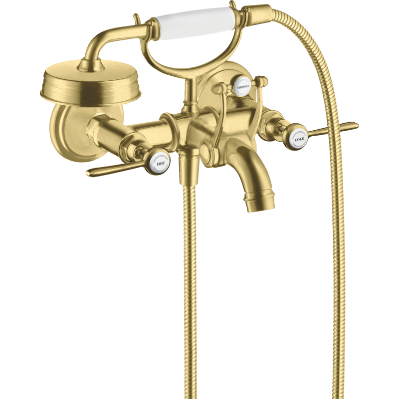 2-uchwytowa bateria wannowa z uchwytami jednoramiennymi, natynkowa Mosiądz Szczotkowany Montreux AXOR 16551950