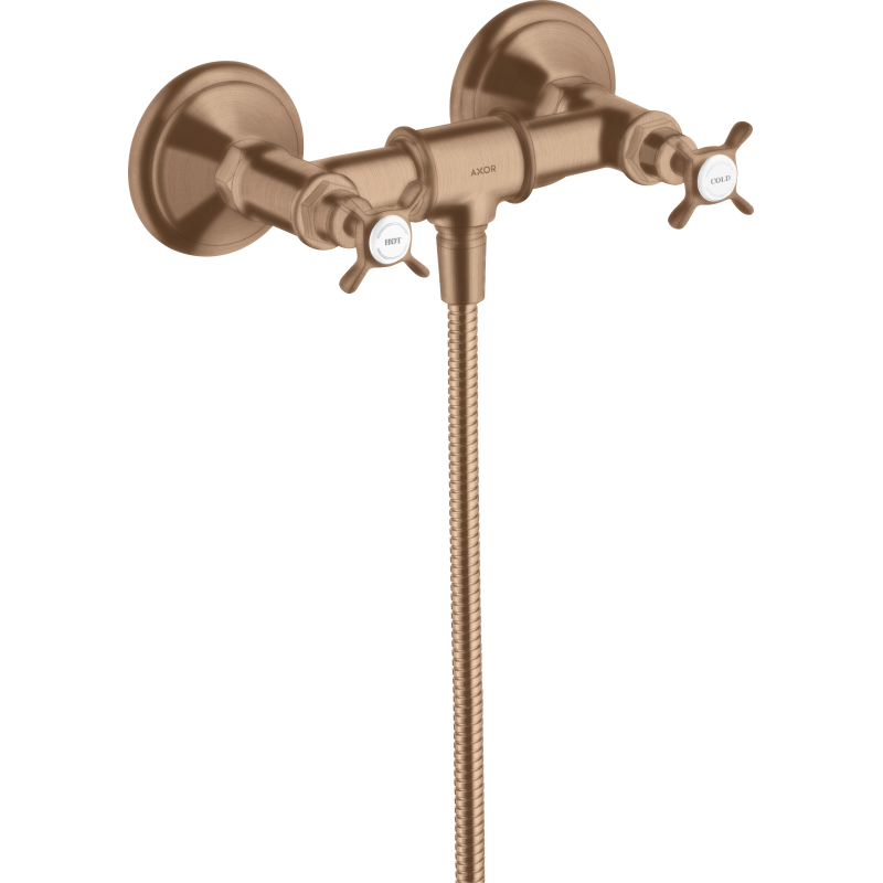 2-uchwytowa bateria prysznicowa z uchwytami krzyżowymi, natynkowa Czerwony Złoty Szczotkowany Montreux AXOR 16560310