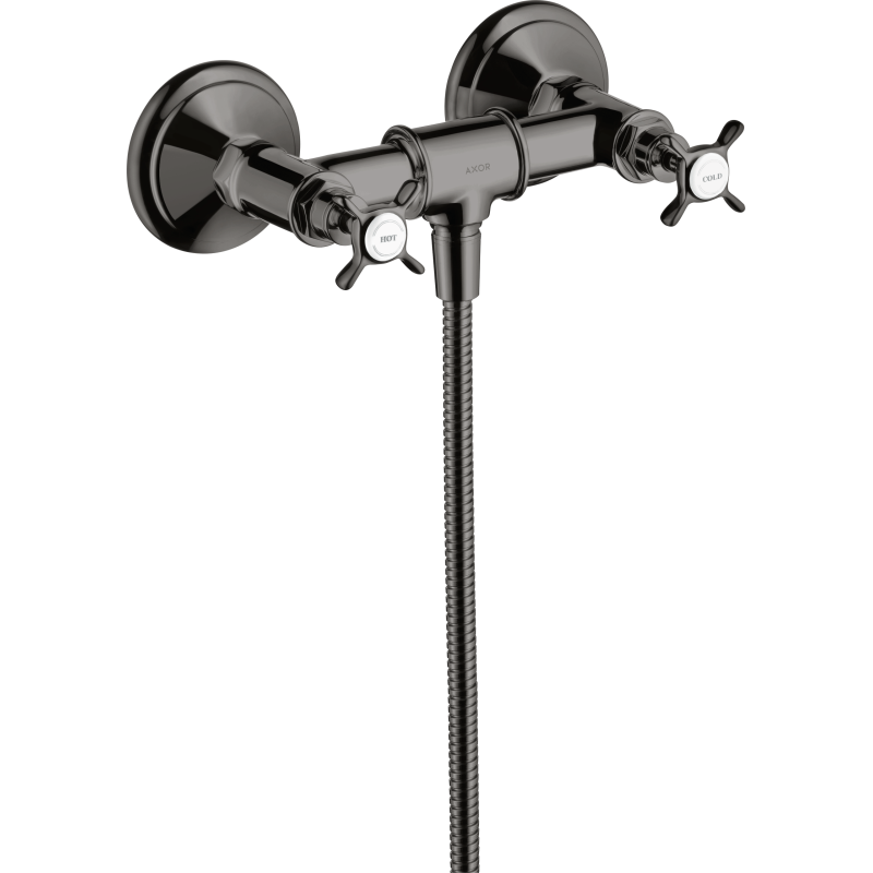 2-uchwytowa bateria prysznicowa z uchwytami krzyżowymi, natynkowa Czarny Chrom Polerowany Montreux AXOR 16560330