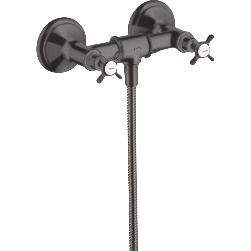2-uchwytowa bateria prysznicowa z uchwytami krzyżowymi, natynkowa Czarny Chrom Szczotkowany Montreux AXOR 16560340