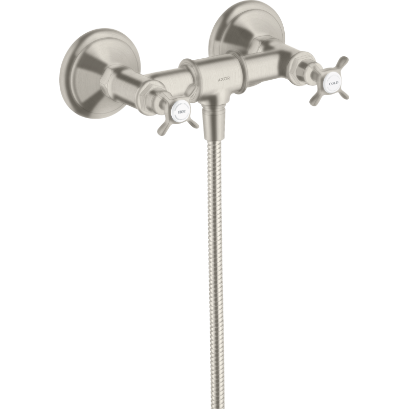 2-uchwytowa bateria prysznicowa z uchwytami krzyżowymi, natynkowa Stal Szlachetna Optyczna Montreux AXOR 16560800