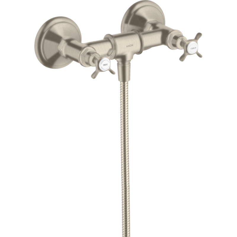2-uchwytowa bateria prysznicowa z uchwytami krzyżowymi, natynkowa Nikiel Szczotkowany Montreux AXOR 16560820