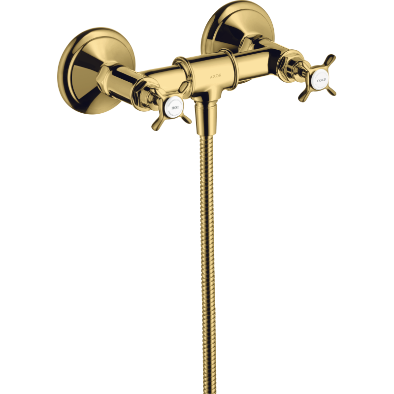 2-uchwytowa bateria prysznicowa z uchwytami krzyżowymi, natynkowa Złoty Optyczny Polerowany Montreux AXOR 16560990