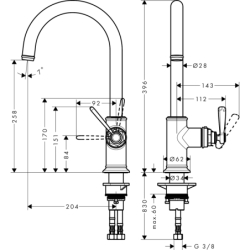 Jednouchwytowa bateria kuchenna 260 z obrotową wylewką Chrom Montreux AXOR 16580000