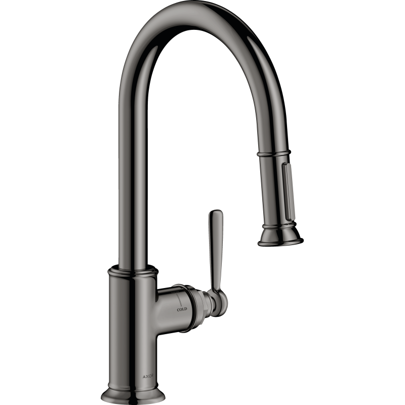 Jednouchwytowa bateria kuchenna 180 z wyciąganą wylewką Czarny Chrom Polerowany Montreux AXOR 16581330