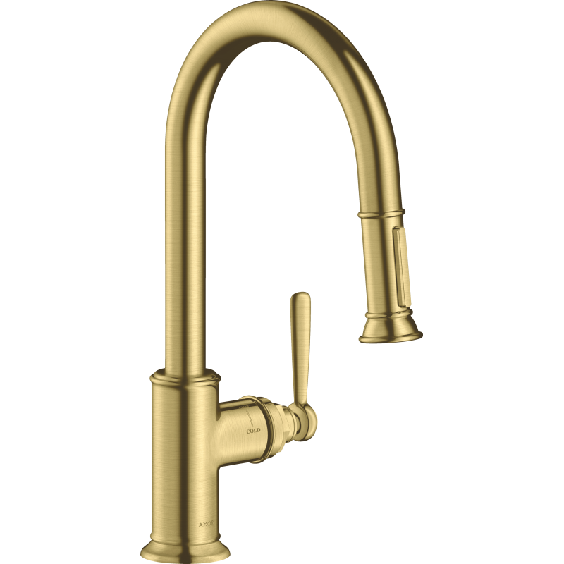 Jednouchwytowa bateria kuchenna 180 z wyciąganą wylewką Mosiądz Szczotkowany Montreux AXOR 16581950