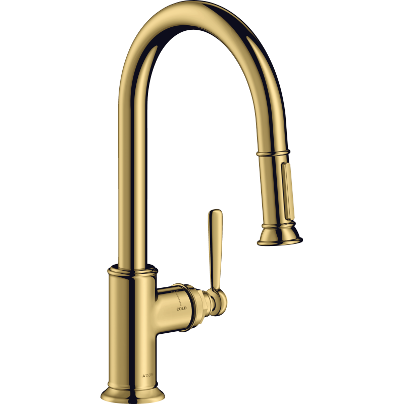 Jednouchwytowa bateria kuchenna 180 z wyciąganą wylewką Złoty Optyczny Polerowany Montreux AXOR 16581990