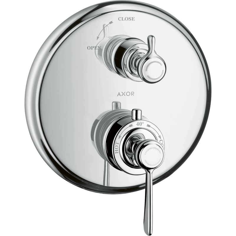 Bateria termostatyczna z uchwytem jednoramiennym i zaworem odcinającym do 1 odbiornika, podtynkowa Chrom Montreux AXOR 16801000