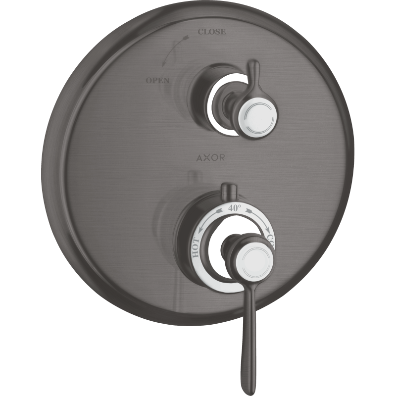 Bateria termo. z uchwytem i zaworem odcinającym do 1 odb., podtynk. Czarny Chrom brushed Montreux AXOR 16801340