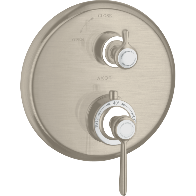 Bateria termo. z uchwytem jednoramiennym i zaworem odcinającym do 1 odbiornika, podtynkowa Nikiel brushed Montreux AXOR 16801820