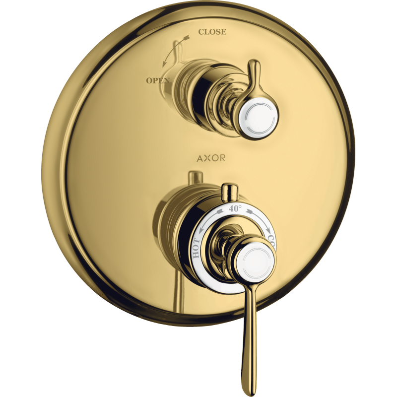 Bateria termo. z uchwytem jednoramiennym i zaworem odcinającym do 1 odbiornika, podtynkowa Złoty poler Montreux AXOR 16801990