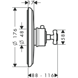 Bateria termostatyczna HighFlow z uchwytem krzyżowym, podtynkowa Chrom Montreux AXOR 16815000