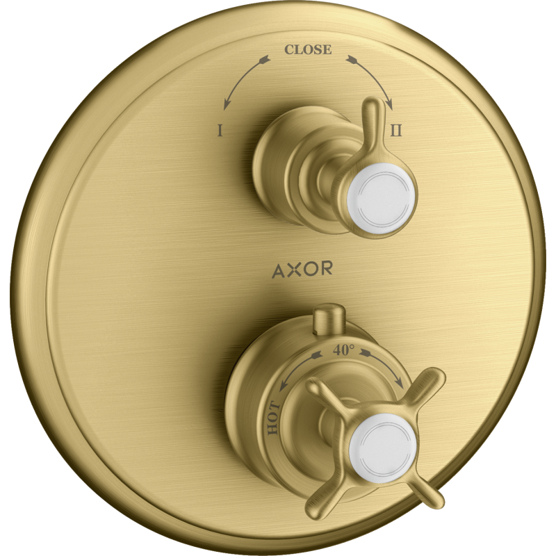 Bateria termo. z uchwytem krzyżowym, do 2 odbiorników, podtynkowa Złoty brushed Montreux AXOR 16820250