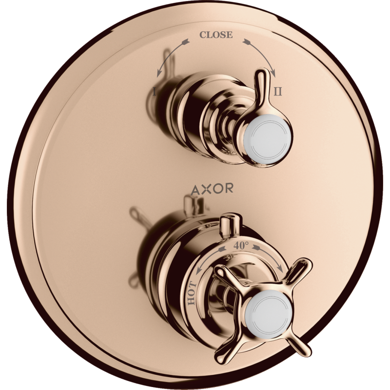 Bateria termo. z uchwytem krzyżowym, do 2 odbiorników, podtynkowa Czerwony Złoty poler Montreux AXOR 16820300