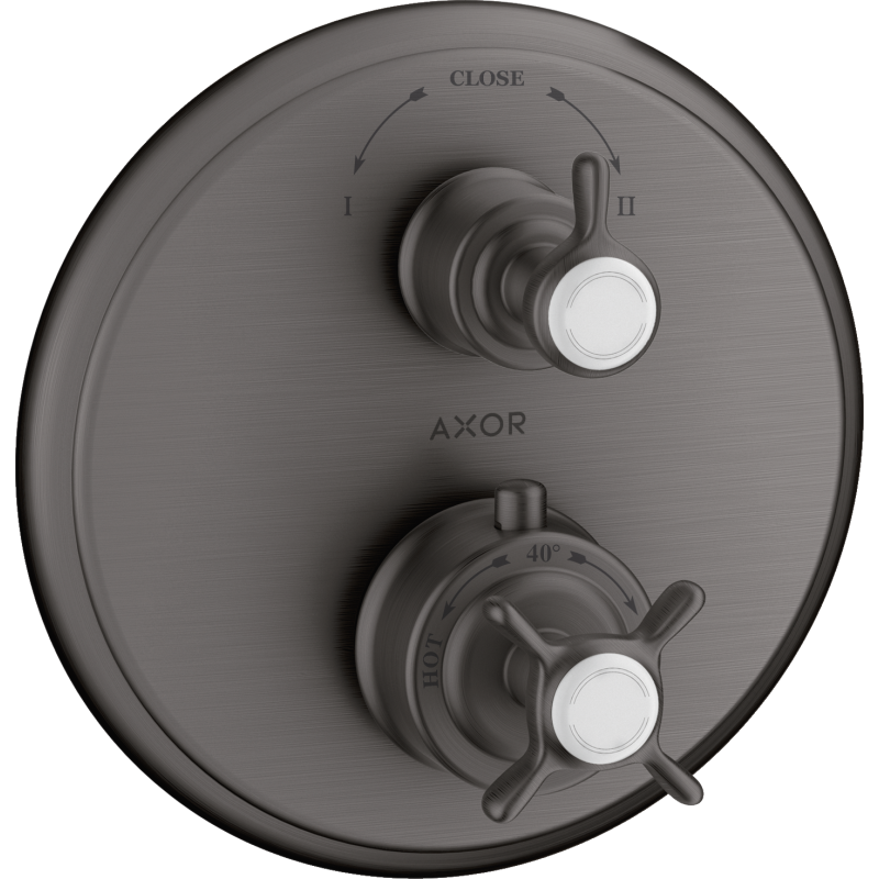 Bateria termo. z uchwytem krzyżowym, do 2 odbiorników, podtynkowa Czarny Chrom brushed Montreux AXOR 16820340