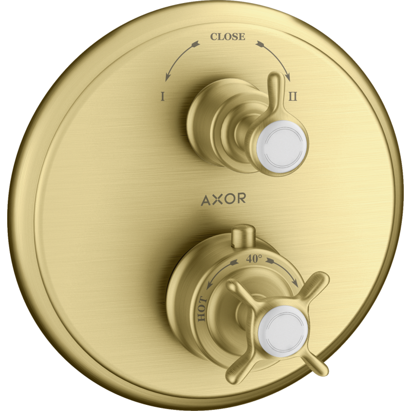 Bateria termo. z uchwytem krzyżowym, do 2 odbiorników, podtynkowa Mosiądz brushed Montreux AXOR 16820950