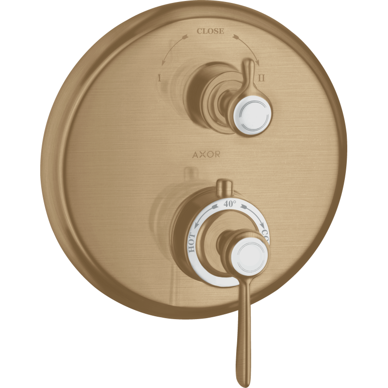 Bateria termo. z uchwytem jednoramiennym i zawór odcin./przeł. 2 odb., podtynk. Brąz brushed Montreux AXOR 16821140